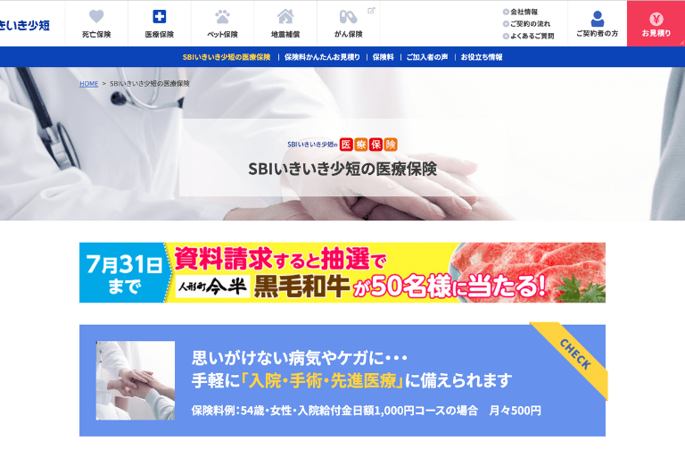 おすすめ定期医療保険③「SBI いきいき少短の持病がある人の医療保険」SBI生命